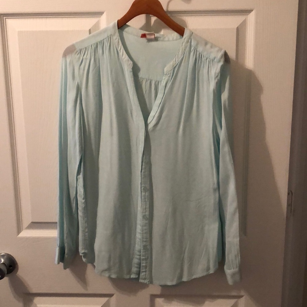 Mint blue button up